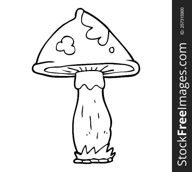 black and white cartoon mushroom