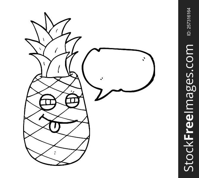freehand drawn speech bubble cartoon pineapple
