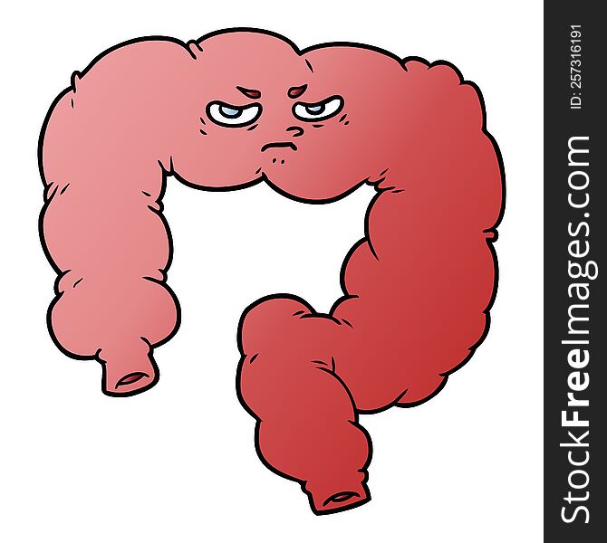 cartoon angry colon. cartoon angry colon