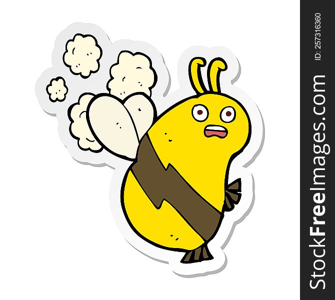 sticker of a funny cartoon bee