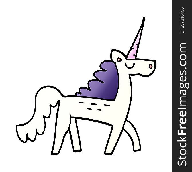 Cartoon Doodle Mystical Unicorn