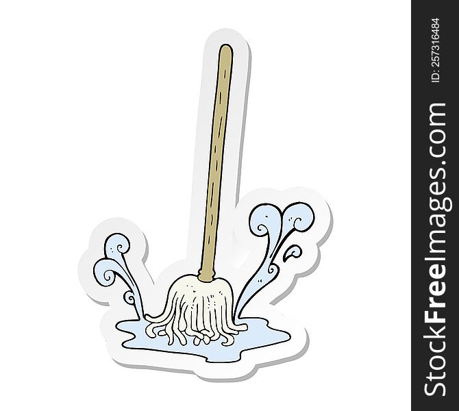 sticker of a cartoon mop