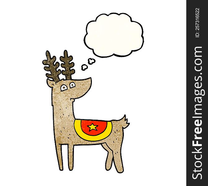 Thought Bubble Textured Cartoon Reindeer