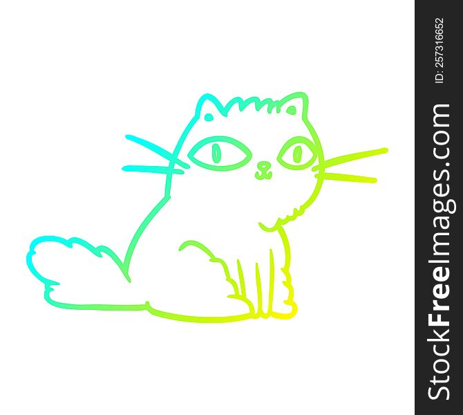 cold gradient line drawing of a cat looking right at you