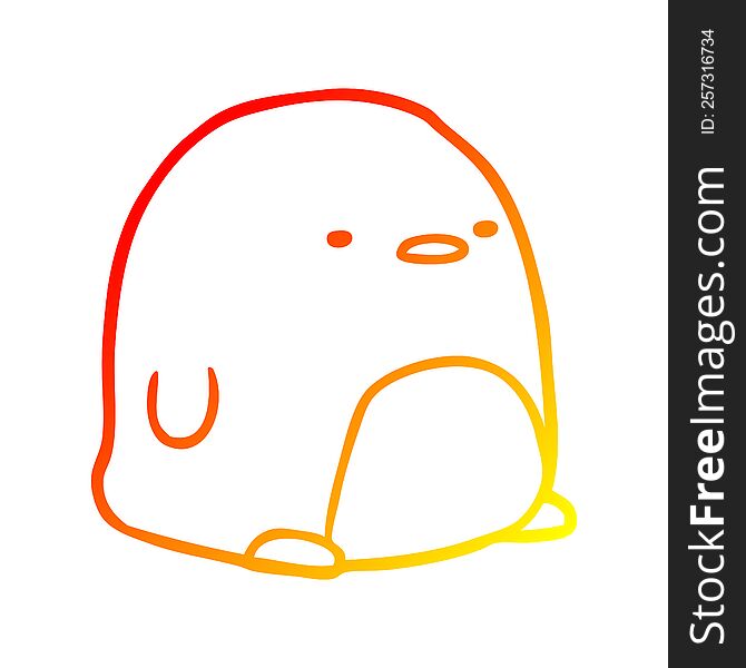 warm gradient line drawing of a cute penguin