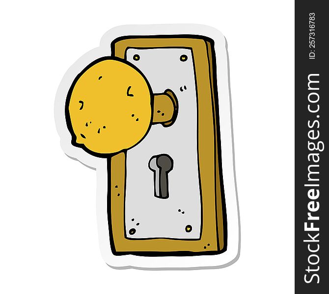 sticker of a cartoon old door knob