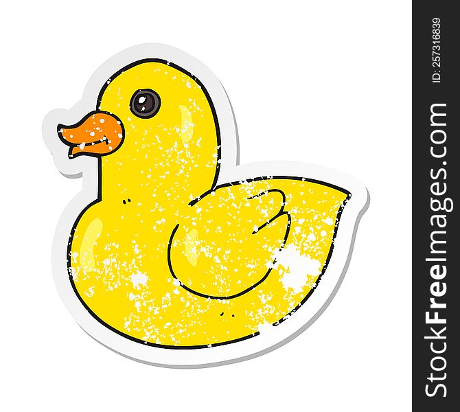 Retro Distressed Sticker Of A Cartoon Rubber Duck