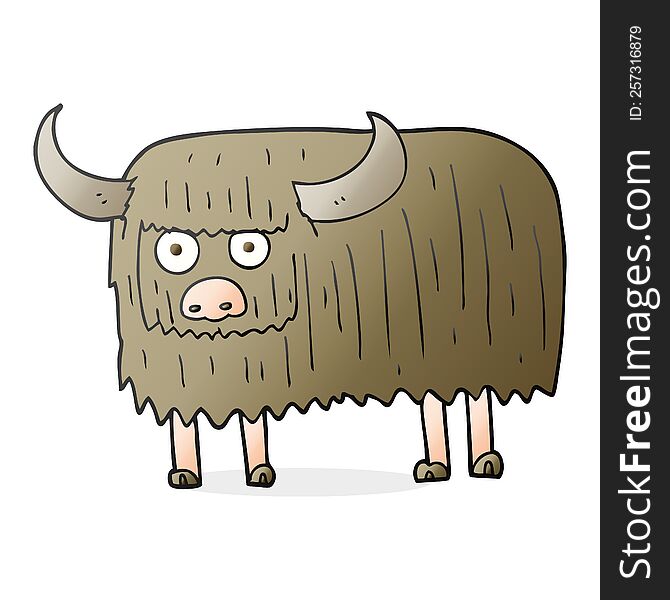 freehand drawn cartoon hairy cow