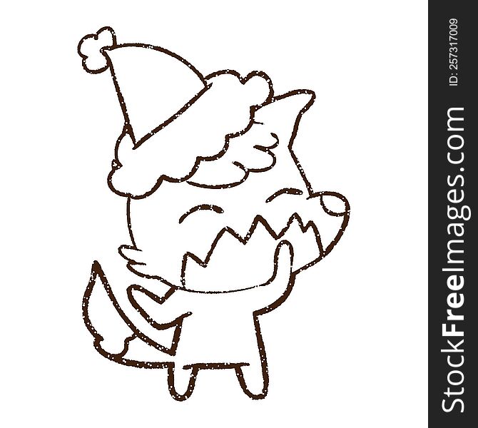 Christmas Fox Charcoal Drawing