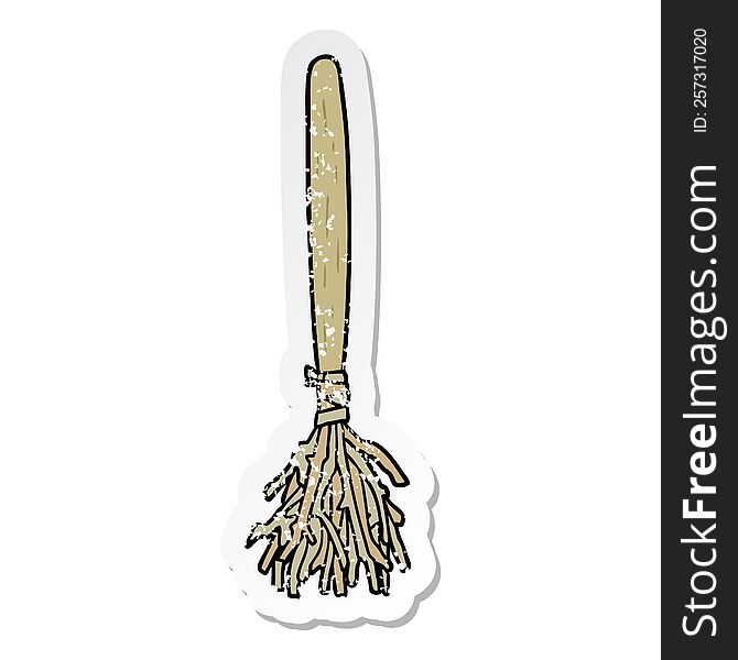 Distressed Sticker Of A Cartoon Magic Broom