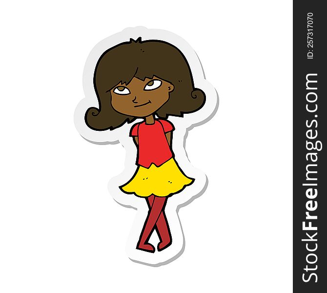 Sticker Of A Cartoon Clever Girl