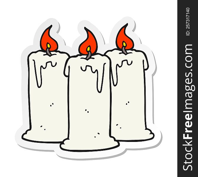 sticker of a cartoon burning candles