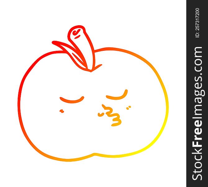 warm gradient line drawing of a cartoon high quality apple