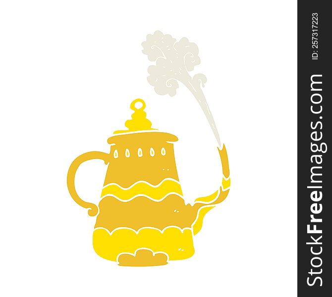 Flat Color Illustration Of A Cartoon Fancy Coffee Pot