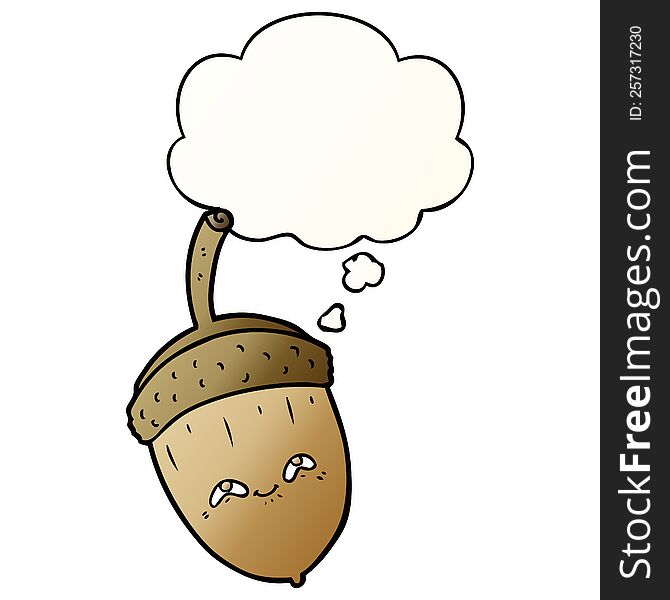 Cartoon Acorn And Thought Bubble In Smooth Gradient Style