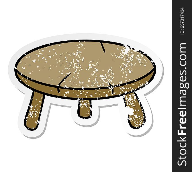 Distressed Sticker Cartoon Doodle Of A Wooden Stool