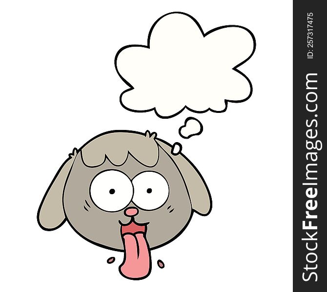 cartoon dog face panting with thought bubble. cartoon dog face panting with thought bubble