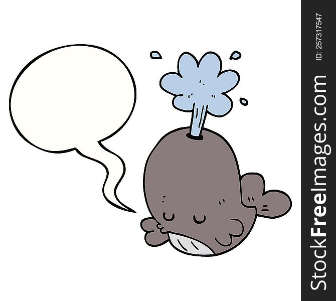 Cartoon Spouting Whale And Speech Bubble