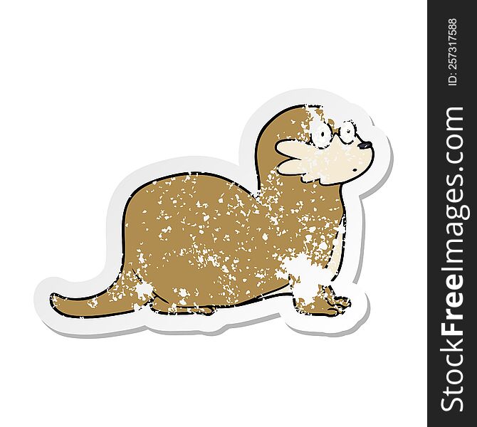 Distressed Sticker Of A Cartoon Otter