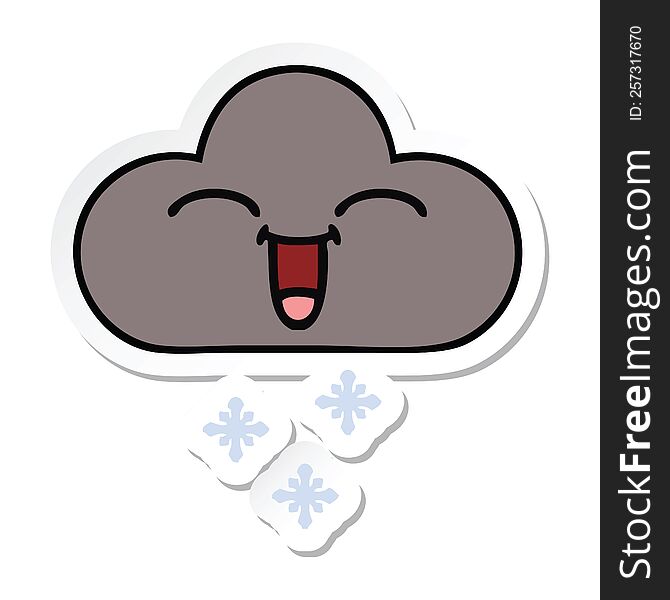 sticker of a cute cartoon storm snow cloud