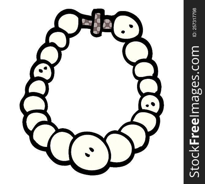 Cartoon Doodle White Pearl Necklace