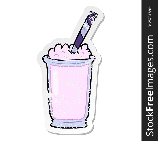 distressed sticker of a cartoon milkshake