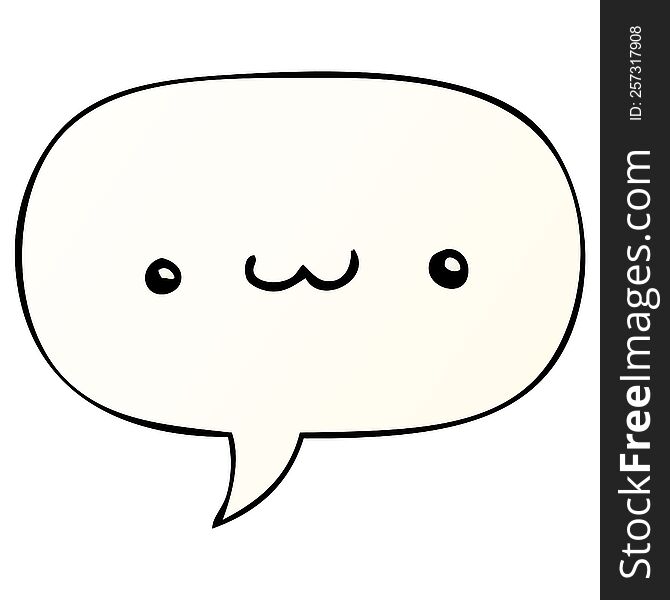 happy cartoon expression with speech bubble in smooth gradient style