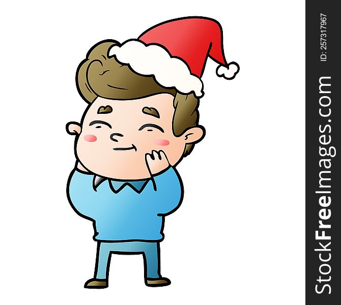 Happy Gradient Cartoon Of A Man Wearing Santa Hat