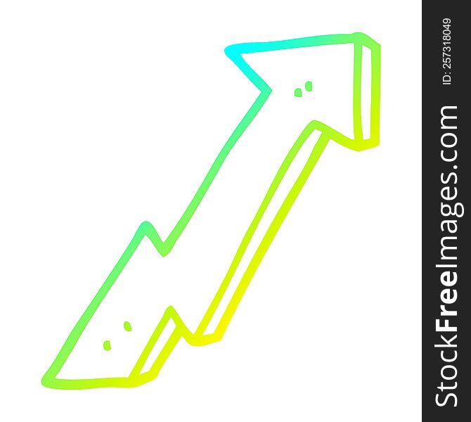 cold gradient line drawing of a cartoon positive growth arrow
