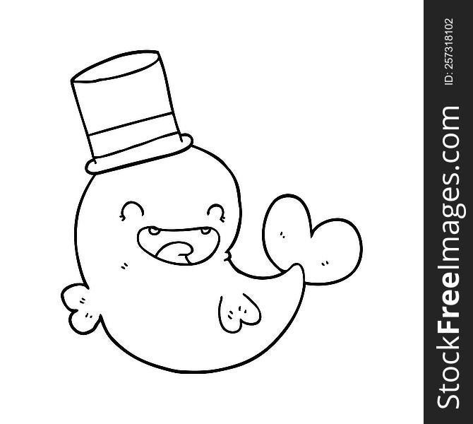 Cartoon Laughing Whale With Top Hat