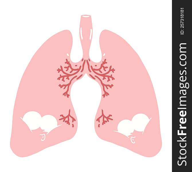 flat color style cartoon lungs