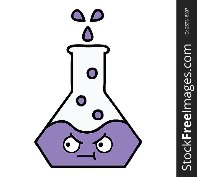 cute cartoon of a science beaker. cute cartoon of a science beaker