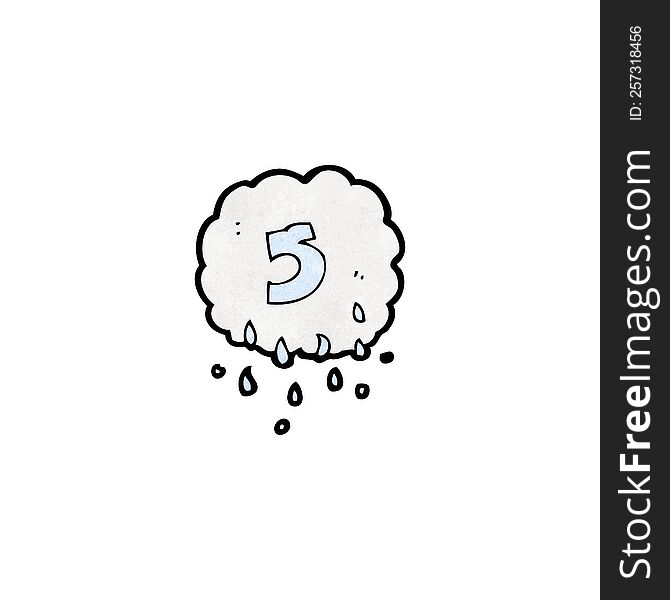 cartoon rain cloud with number five