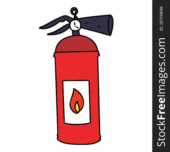 Quirky Hand Drawn Cartoon Fire Extinguisher