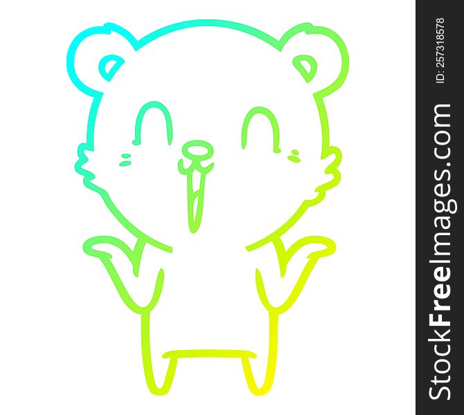Cold Gradient Line Drawing Happy Cartoon Polar Bear With No Worries