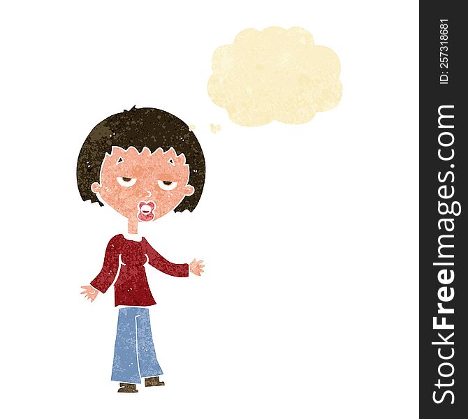 Cartoon Tired Woman With Thought Bubble