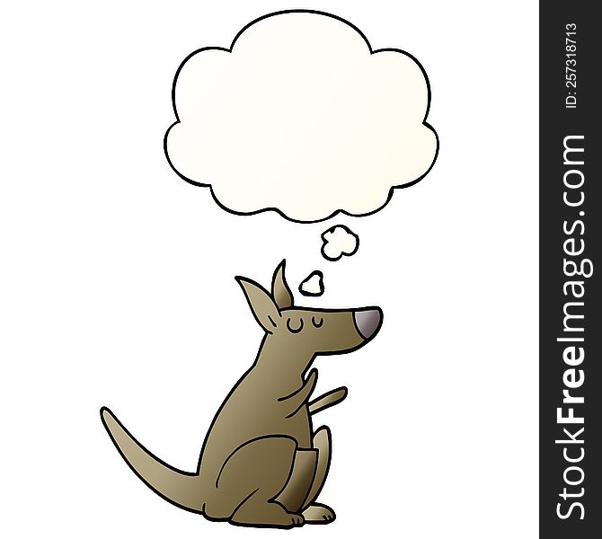 cartoon kangaroo with thought bubble in smooth gradient style