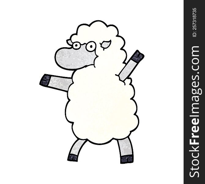 Cartoon Doodle Sheep Standing Upright