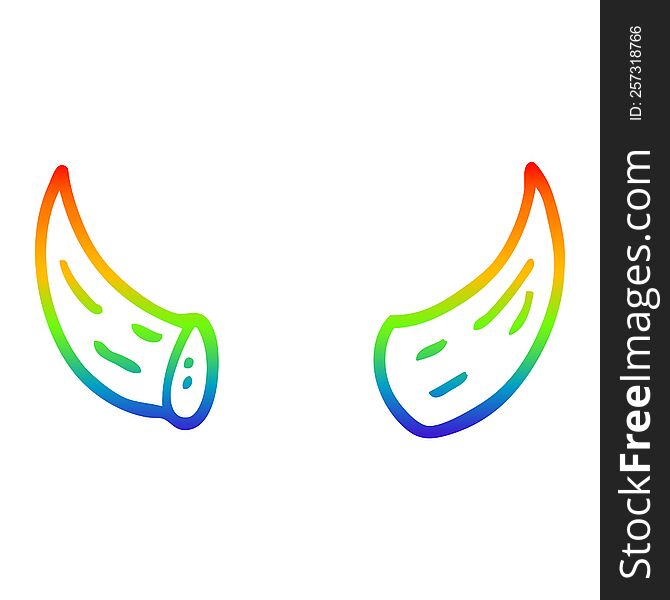 rainbow gradient line drawing of a cartoon horns
