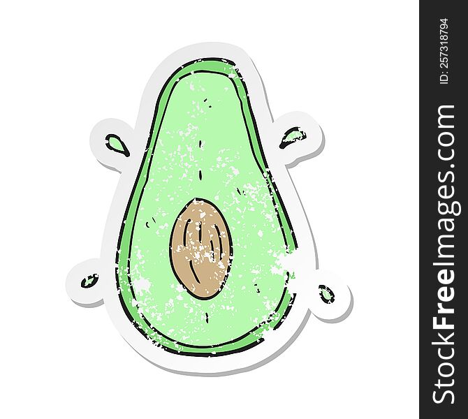 retro distressed sticker of a cartoon avocado