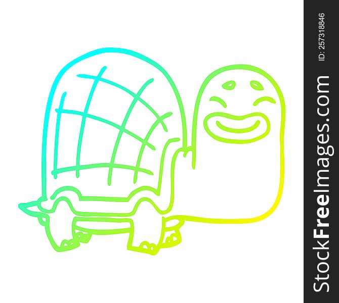 Cold Gradient Line Drawing Cartoon Happy Turtle