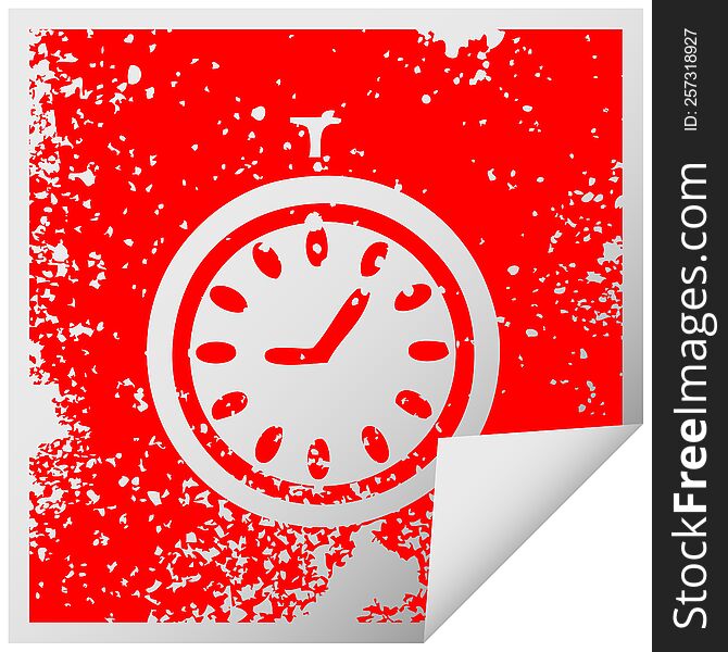 Distressed Square Peeling Sticker Symbol Time Stopper