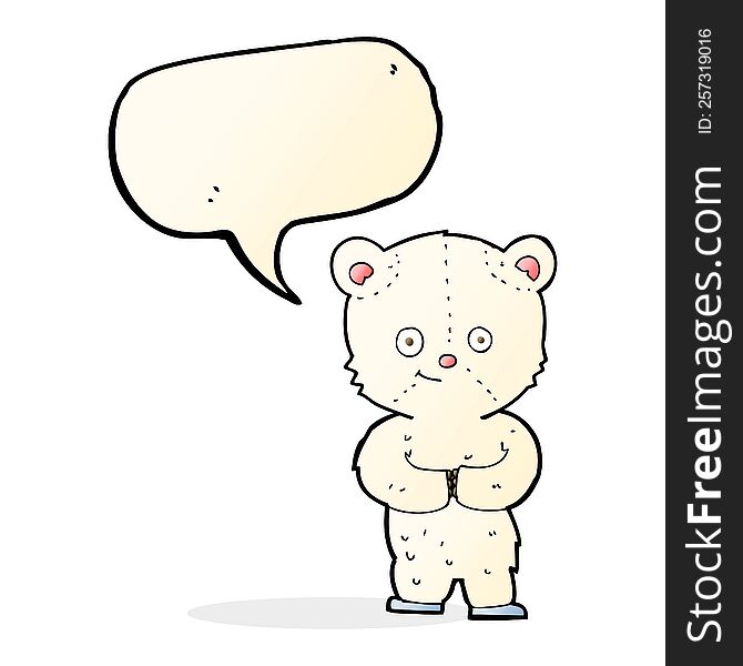 Cartoon Teddy Polar Bear Cub With Speech Bubble