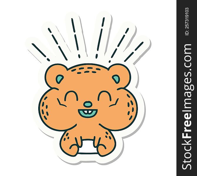 Sticker Of Tattoo Style Happy Hamster