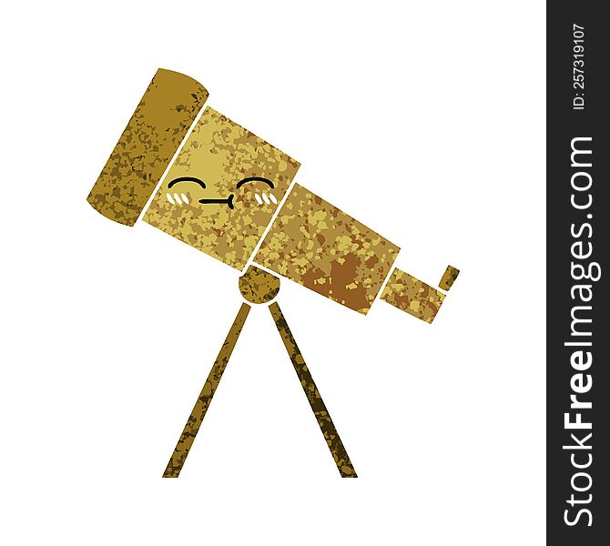 retro illustration style cartoon of a telescope