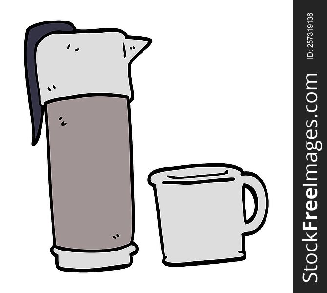 cartoon doodle coffee thermos