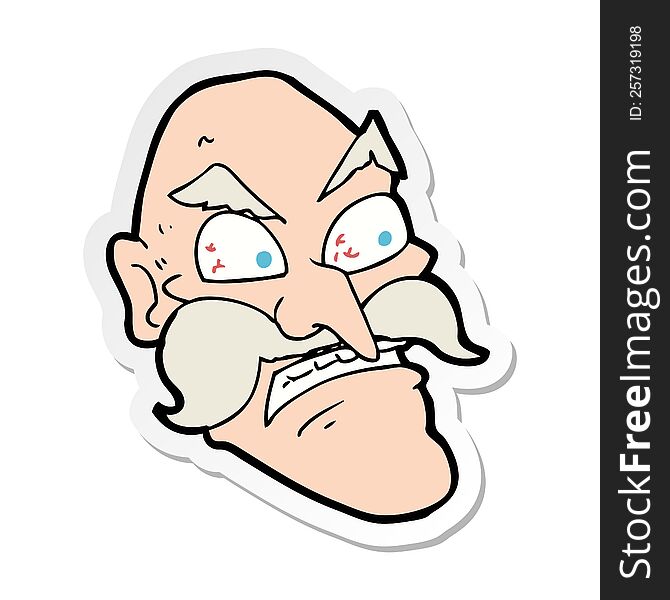 sticker of a cartoon angry old man