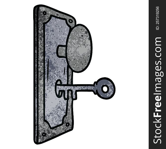 hand drawn textured cartoon doodle of a door handle