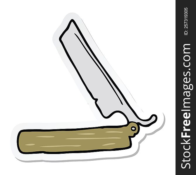 sticker of a cartoon traditional razor