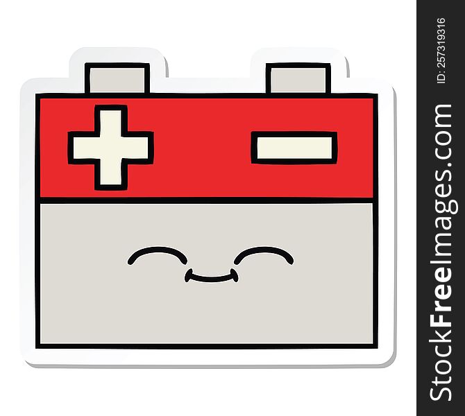 Sticker Of A Cute Cartoon Car Battery